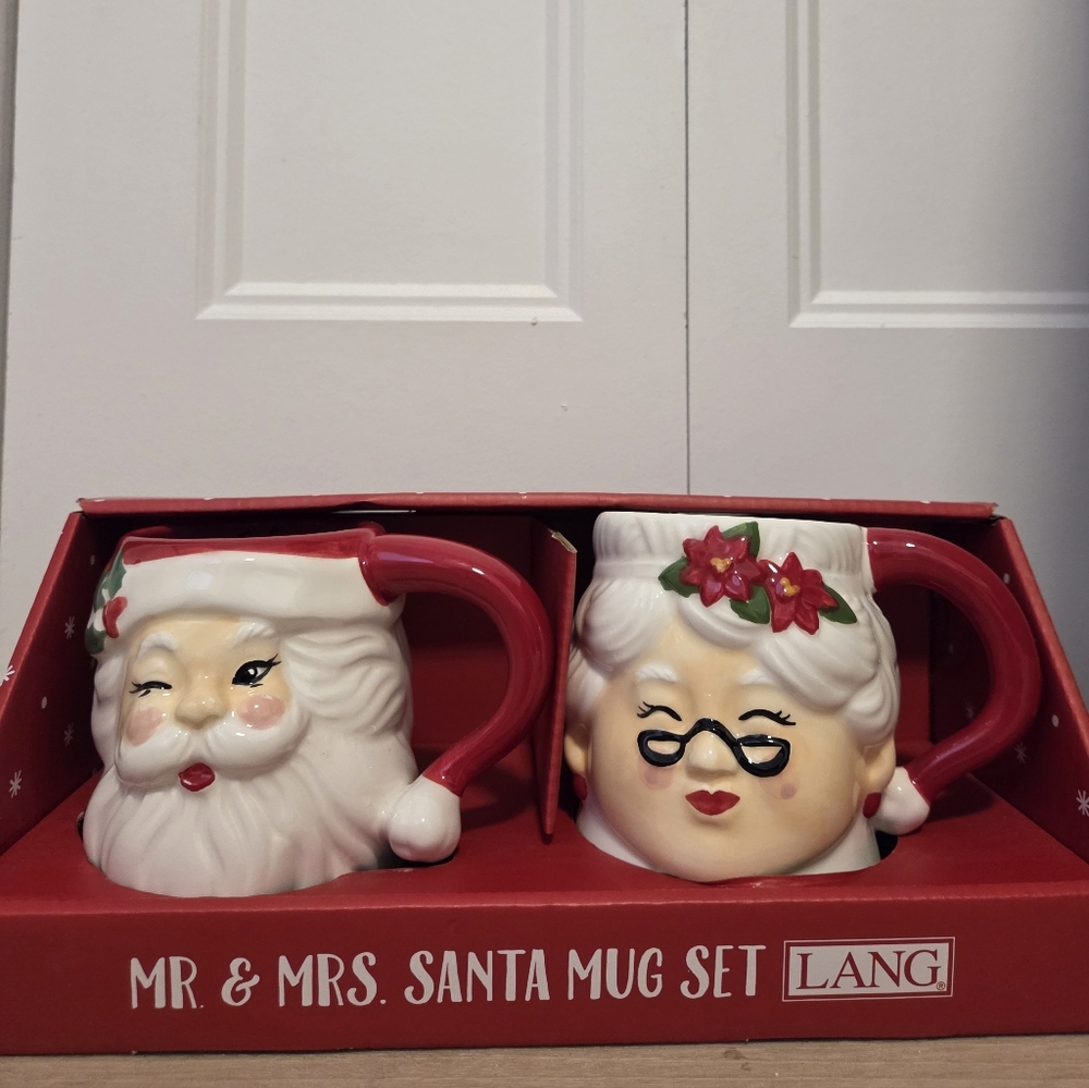 NEW Lang Winking Santa Handpainted Mugs